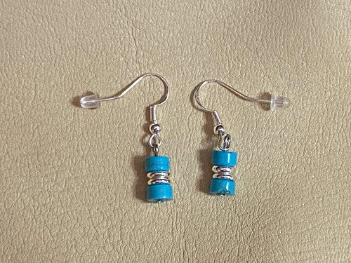 Turquoise Heishi & Silver Earrings