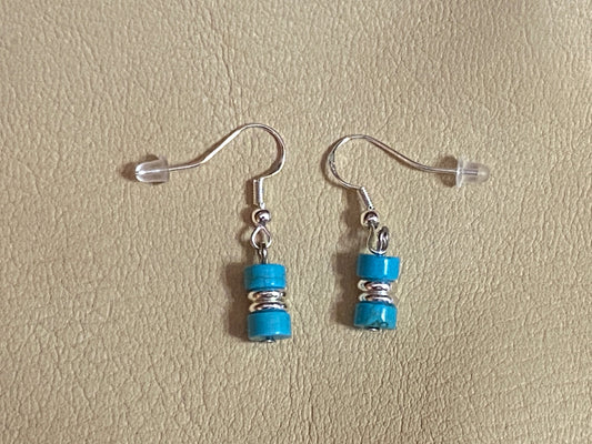 Turquoise Heishi & Silver Earrings