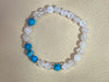 Kingman Turquoise & White Snow Cracked Ice Quartz Stretch Bracelet