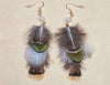 White Jade + Peacock & Pheasant Feather Earrings
