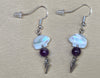 White Troca Shell Bear Beads, Amethyst Beads & Arrowhead Earrings